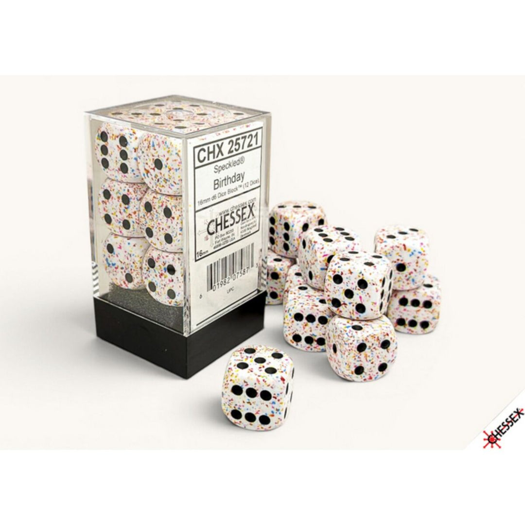 CHX 25721 Speckled Birthday 16mm d6 Dice Block (12 dice)