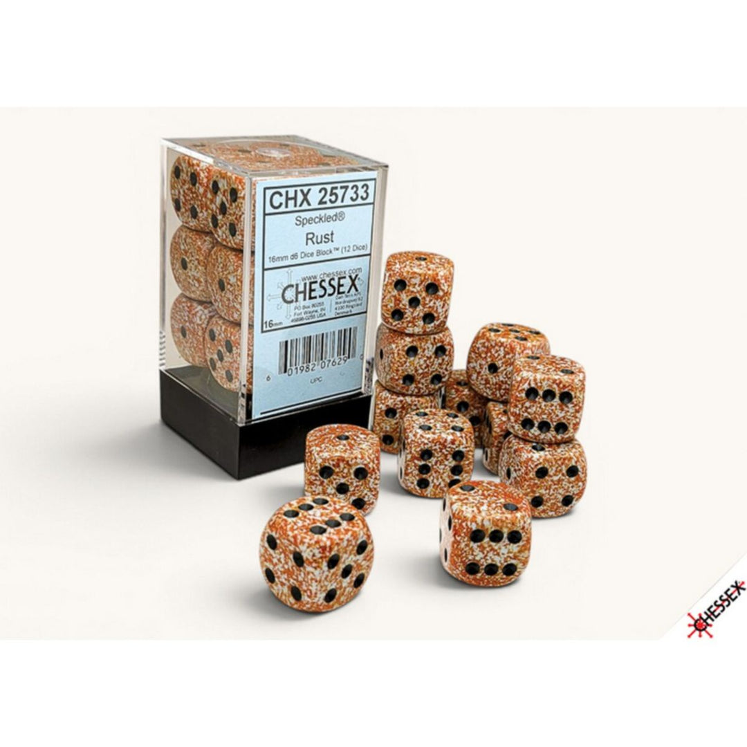 CHX 25733 Speckled Rust 16mm d6 Dice Block (12 dice)