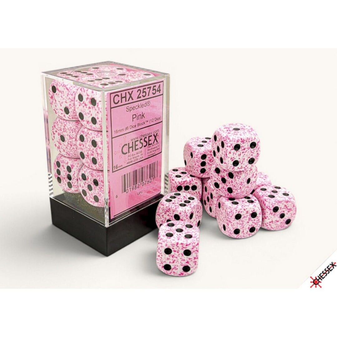 CHX 25754 Speckled Pink 16mm d6 Dice Block (12 dice)