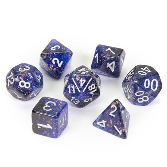 MDG 16mm Resin Polyhedral Dice Set : Eternal Blue/Black