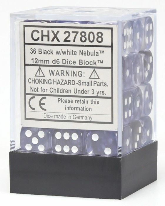 CHX 27808 Nebula 12mm d6 Black/White Block (36)