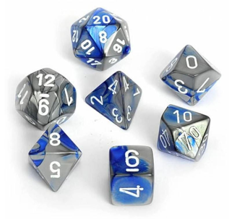 CHX 26423 Gemini Polyhedral Blue-Steel/White 7-Die Set