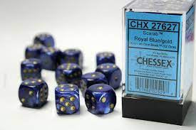 CHX 27627 Scarab 16mm d6 Royal Blue/gold Dice Block