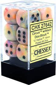 CHX 27642 Chessex Manufacturing Dm4 Festive 16mm D6 Circus/Black (12)