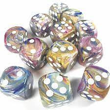 CHX 27640 Festive 16mm d6 Carousel/white Dice Block Chessex  CHX27640 Festive 16mm d6 Carousel/white Dice Block (12)