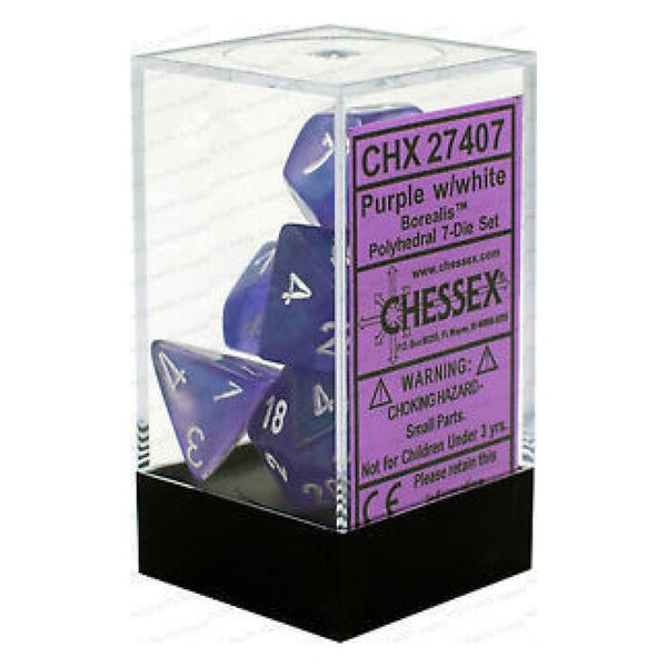 Chessex - poly 7-die - purple/white