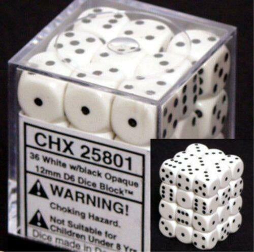CHX 25801 - Opaque 12mm d6 Ivory/Black Block